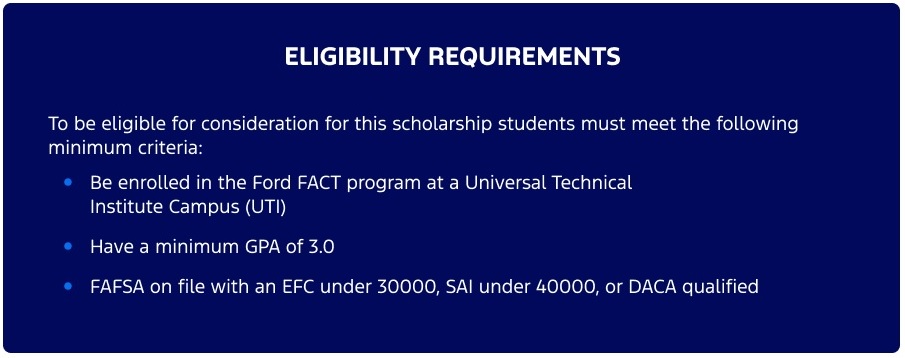 ELIGIBILITY REQUIREMENTS